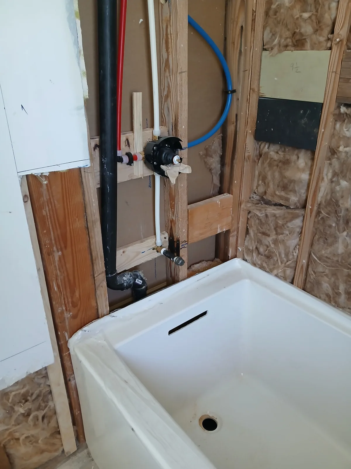 Bathtub and Shower Valve Rough-In for an Angwin Guest Bathroom