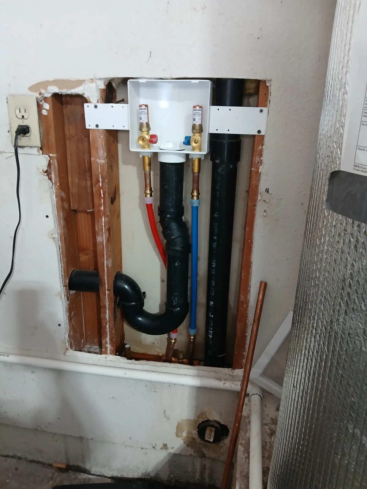 Broken Standpipe Fixed and New Washer Outlet Box Installed
